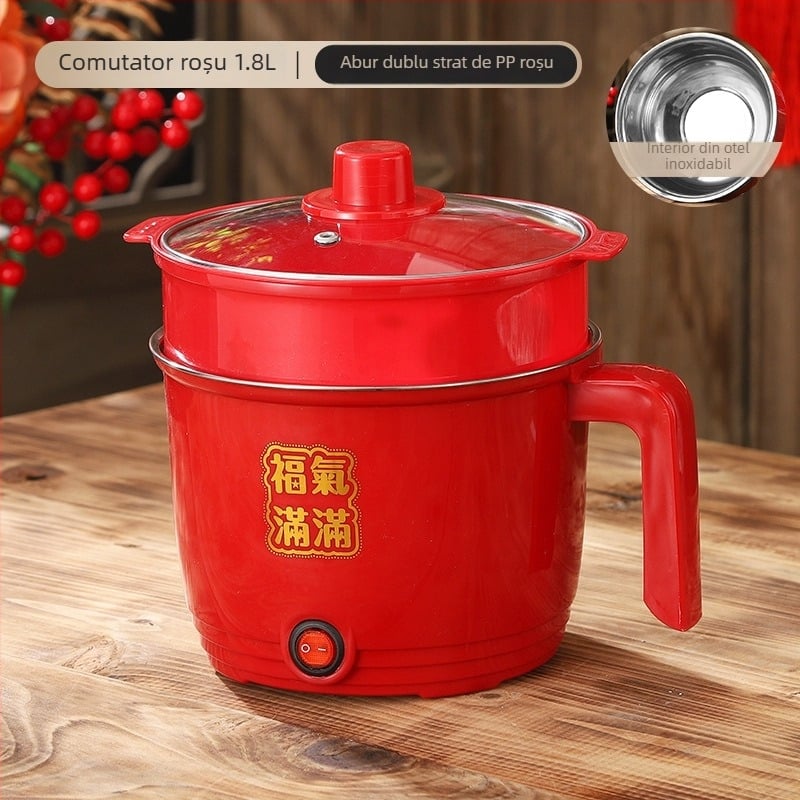 Oală electrică de gătit CW-1.8, vas interior din oțel inoxidabil, control mecanic cu buton, design cu 2 straturi, capacitate 1.8 L, funcție de curățare încorporată