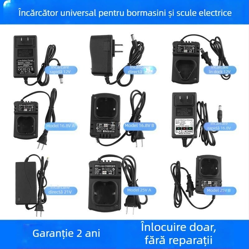 Bormașină manuală, multi-tensiune 12–25V, înainte/înapoi, fără reglaj de viteză, interval de tensiune 220V