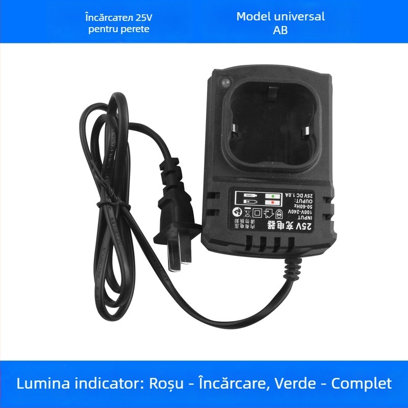 Bormașină manuală, multi-tensiune 12–25V, înainte/înapoi, fără reglaj de viteză, interval de tensiune 220V