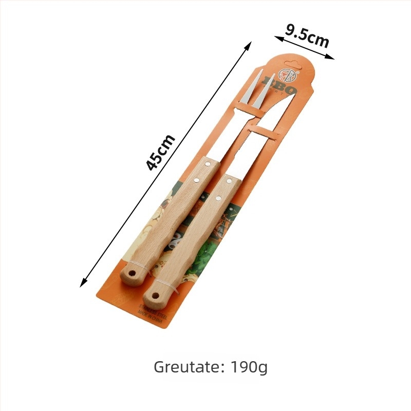 Set de unelte pentru grătar din oțel inoxidabil, cu cuțit, clemă, furculiță și spatulă