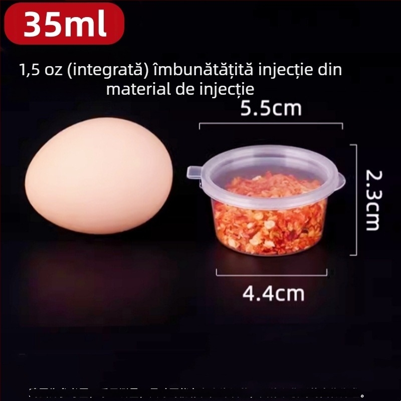 Cănițe de plastic pentru sosuri, de unică folosință, cu capac, compatibile cu microundele, pachet 1000