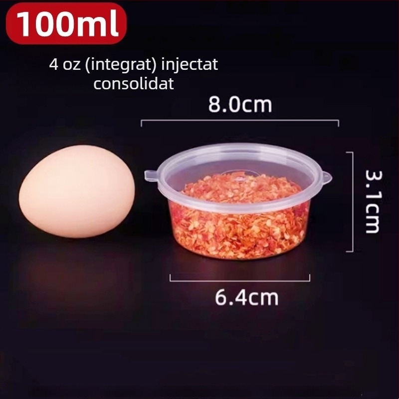 Cănițe de plastic pentru sosuri, de unică folosință, cu capac, compatibile cu microundele, pachet 1000