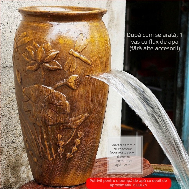 Ornament ceramic pentru acvariu cu cascadă, stil simplu și modern, fără personalizare, cadou