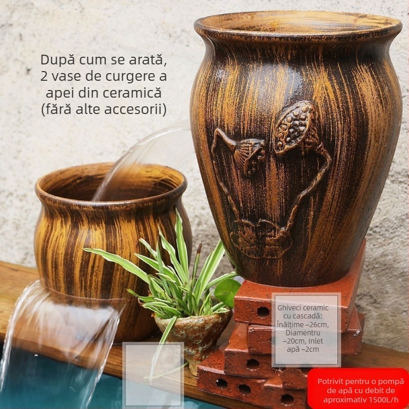 Ornament ceramic pentru acvariu cu cascadă, stil simplu și modern, fără personalizare, cadou