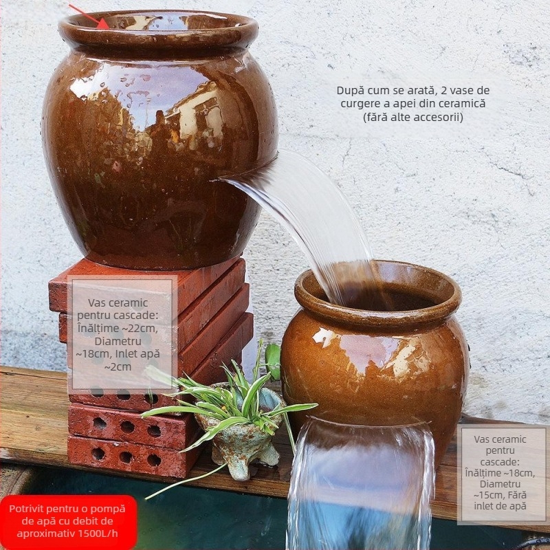 Ornament ceramic pentru acvariu cu cascadă, stil simplu și modern, fără personalizare, cadou