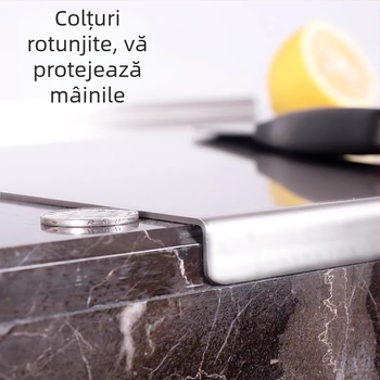 Planșă din oțel inoxidabil pentru tăiat și frământat aluat, două fețe pentru bucătărie, pentru tăiat legume și fructe, antibacteriană, îngroșată, anti-alunecare