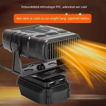 Ventilator auto montat pe triciclu, cu baterie litiu reîncărcabilă, fără fir, încălzitor de aer cal, defogger pentru geam, corp din material hemp