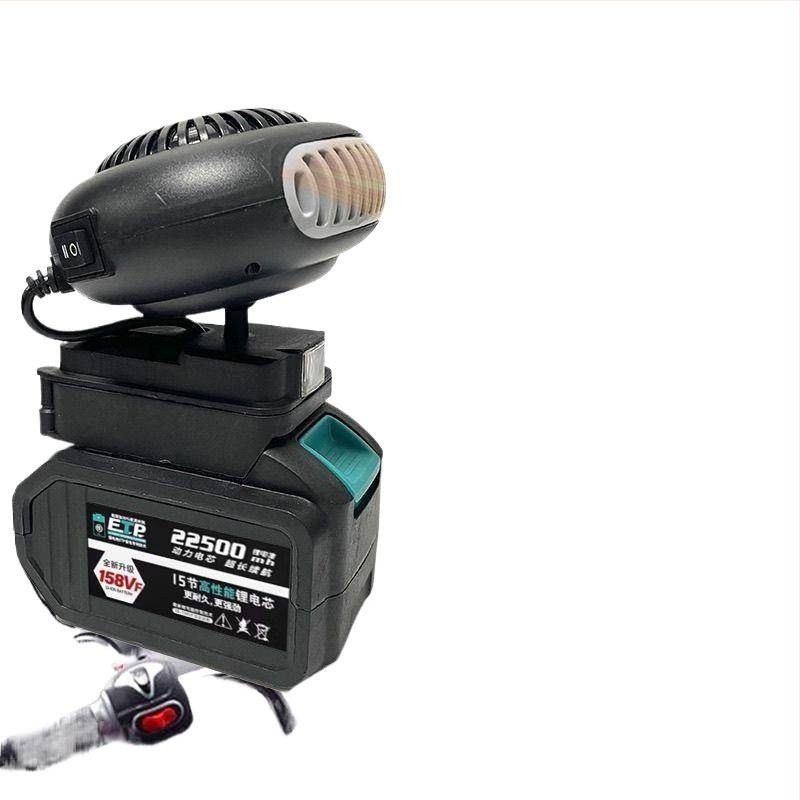 Ventilator auto montat pe triciclu, cu baterie litiu reîncărcabilă, fără fir, încălzitor de aer cal, defogger pentru geam, corp din material hemp