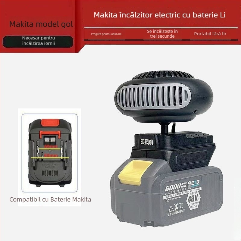 Ventilator auto montat pe triciclu, cu baterie litiu reîncărcabilă, fără fir, încălzitor de aer cal, defogger pentru geam, corp din material hemp