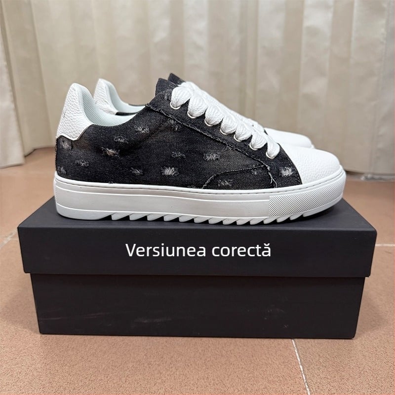 Adidași sport casual unisex, talpă groasă, închidere cu șireturi, partea superioară din țesătură, talpă din cauciuc, branț PU