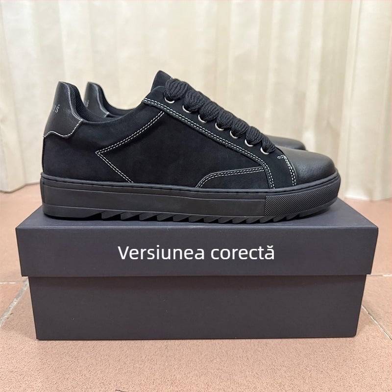 Adidași sport casual unisex, talpă groasă, închidere cu șireturi, partea superioară din țesătură, talpă din cauciuc, branț PU