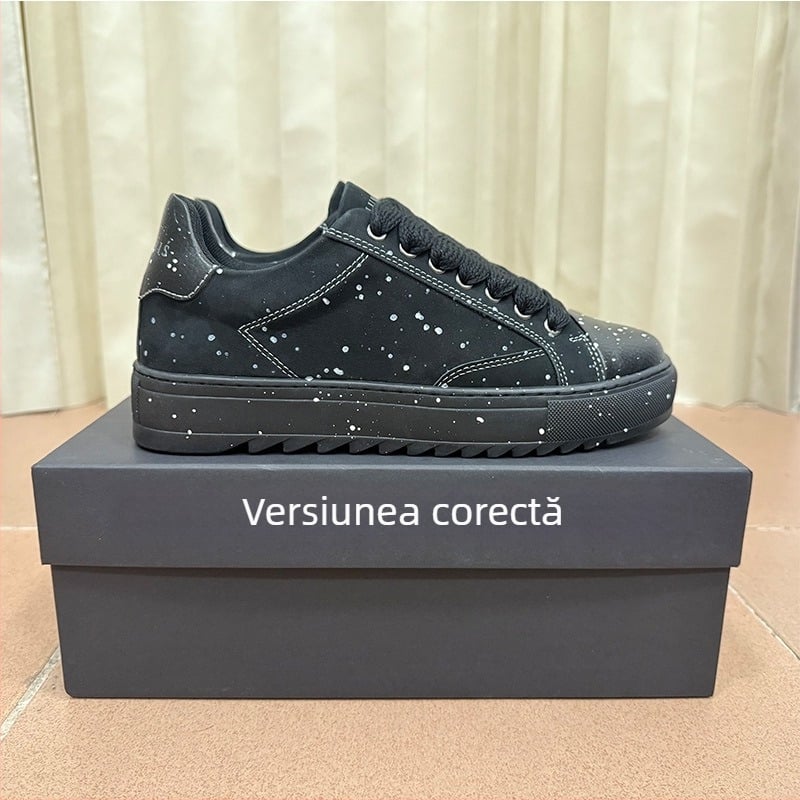 Adidași sport casual unisex, talpă groasă, închidere cu șireturi, partea superioară din țesătură, talpă din cauciuc, branț PU