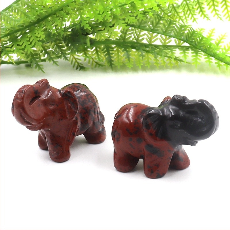 Ornament elefant din obsidian, gravat și lustruit, personalizabil, în formă de animal