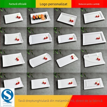 Tavă de servire dreptunghiulară din melamină pentru hot pot și grătar, stil chinezesc, finisaj pulverizat