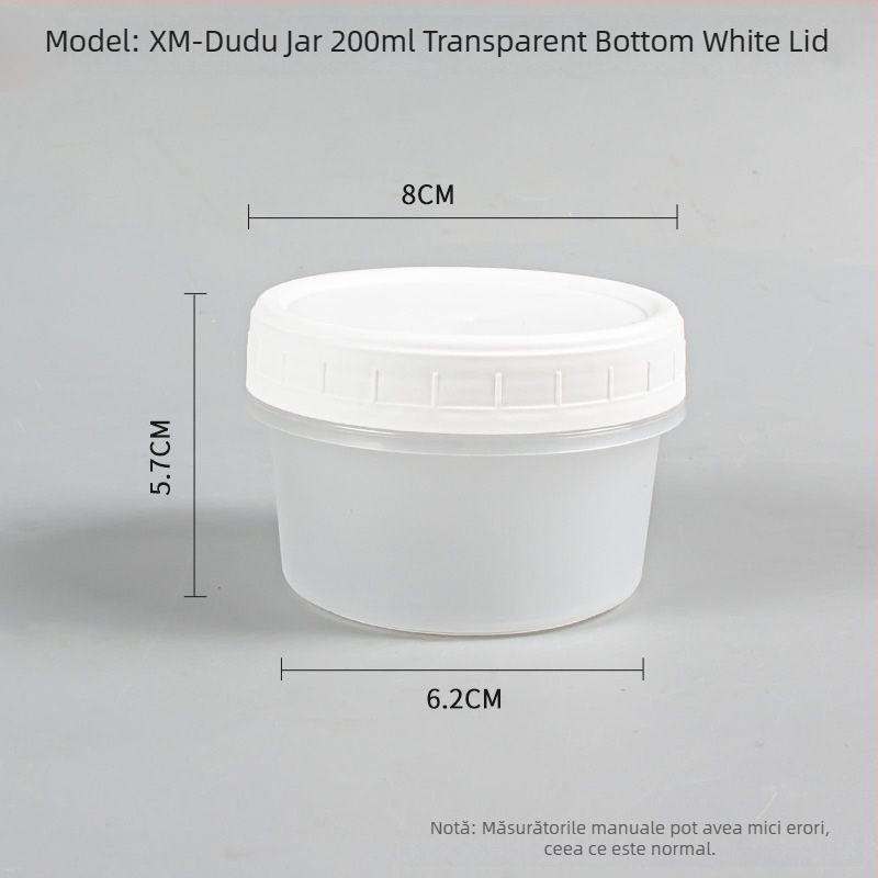 Cutie de prânz de unică folosință cu capac, formă rotundă, material PP, compatibilă cu microunde și congelare.