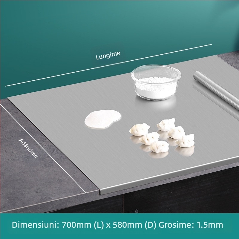 Bonja placă de tăiere și frământare din oțel inoxidabil 304, cu două fețe, pentru uz casnic, stil Nordic.