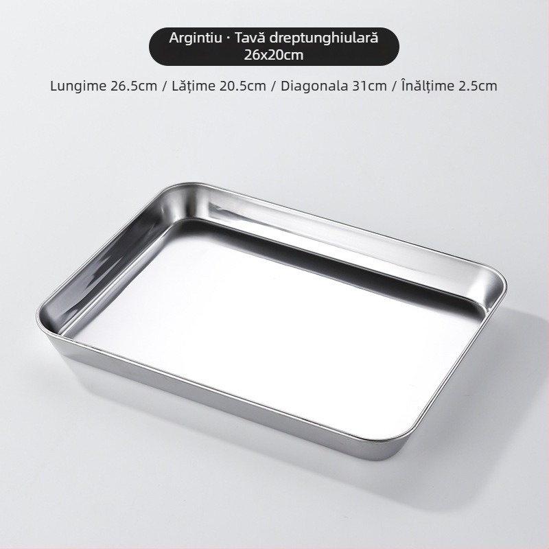 Farfurie din oțel inoxidabil în stil coreean, pătrată, compatibilă cu cuptorul cu microunde, design modern minimalist, calitate premium