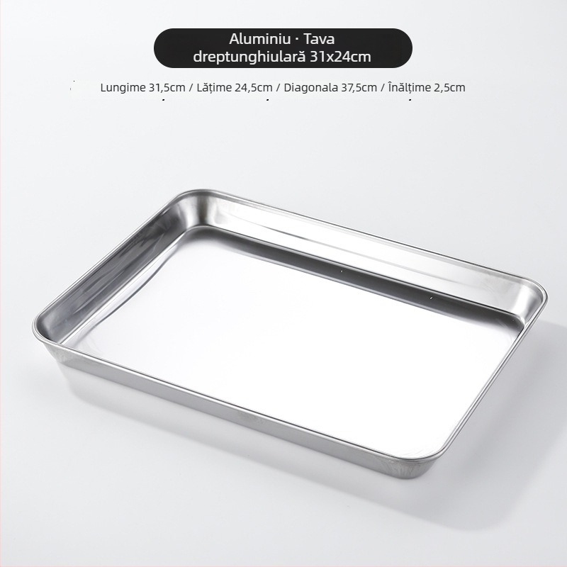 Farfurie din oțel inoxidabil în stil coreean, pătrată, compatibilă cu cuptorul cu microunde, design modern minimalist, calitate premium