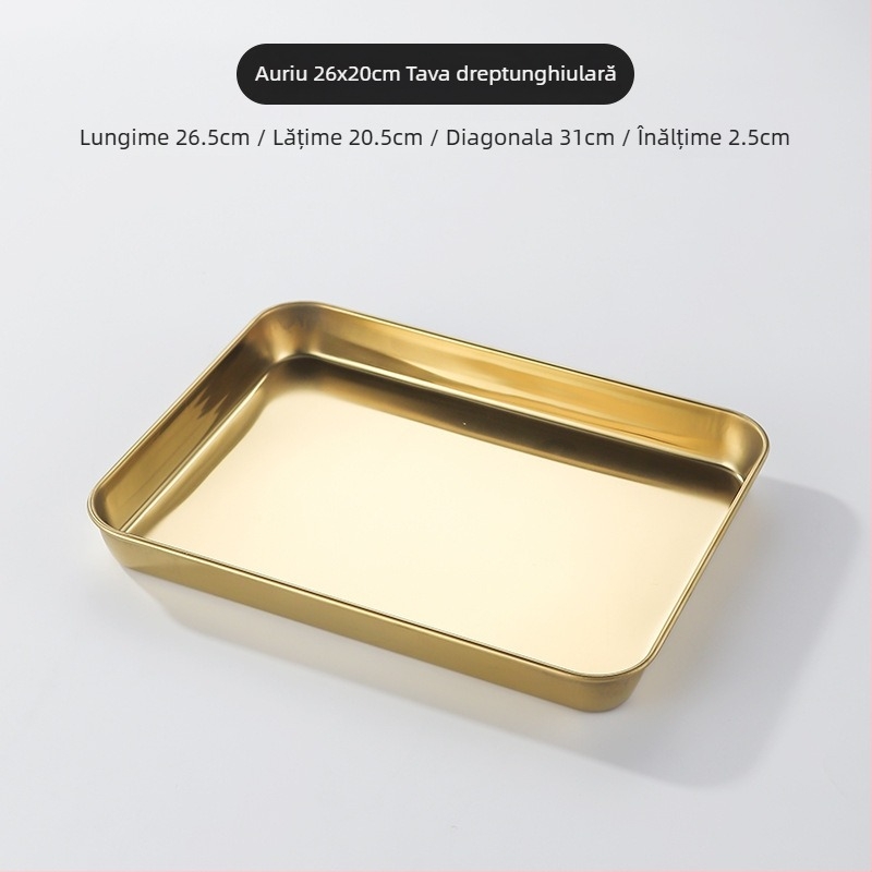 Farfurie din oțel inoxidabil în stil coreean, pătrată, compatibilă cu cuptorul cu microunde, design modern minimalist, calitate premium