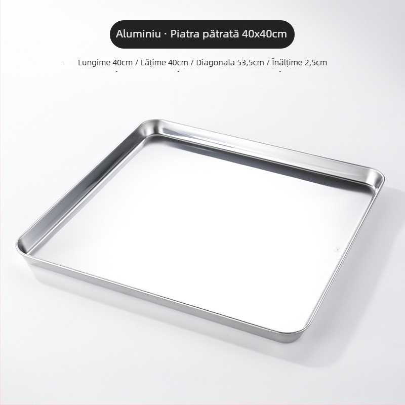 Farfurie din oțel inoxidabil în stil coreean, pătrată, compatibilă cu cuptorul cu microunde, design modern minimalist, calitate premium