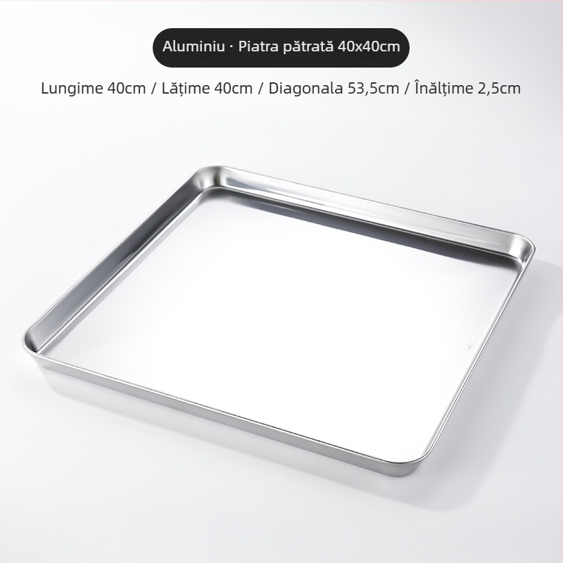 Farfurie din oțel inoxidabil în stil coreean, pătrată, compatibilă cu cuptorul cu microunde, design modern minimalist, calitate premium