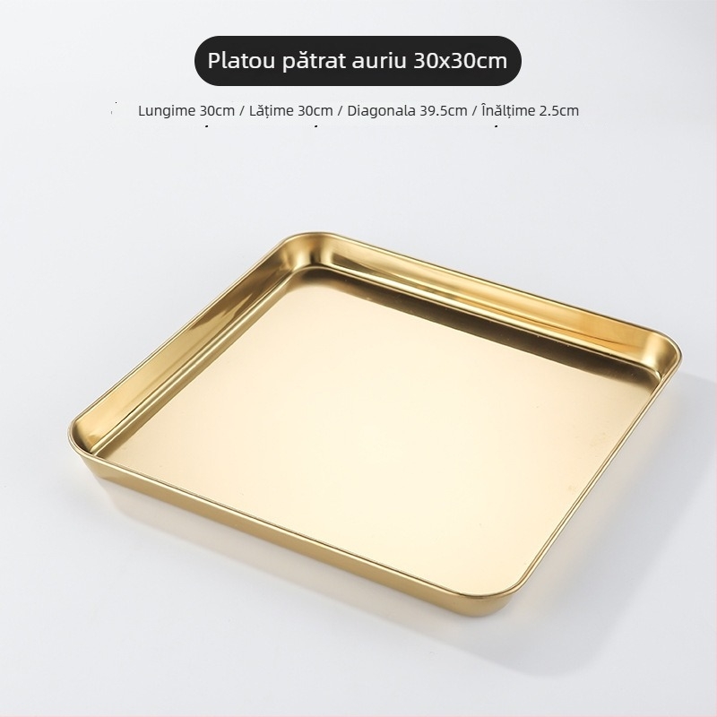 Farfurie din oțel inoxidabil în stil coreean, pătrată, compatibilă cu cuptorul cu microunde, design modern minimalist, calitate premium