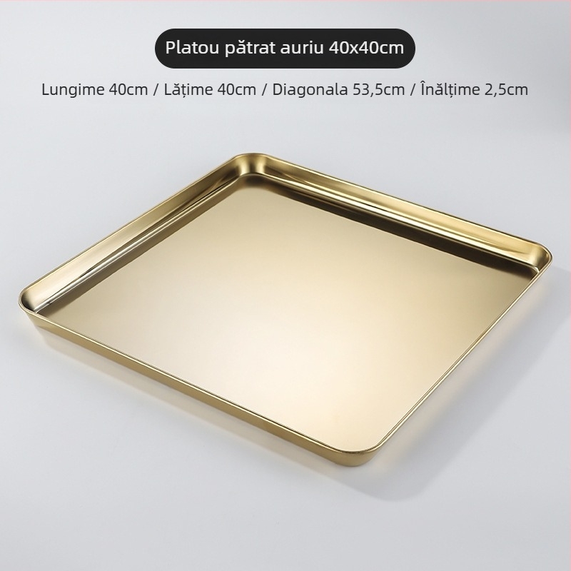 Farfurie din oțel inoxidabil în stil coreean, pătrată, compatibilă cu cuptorul cu microunde, design modern minimalist, calitate premium