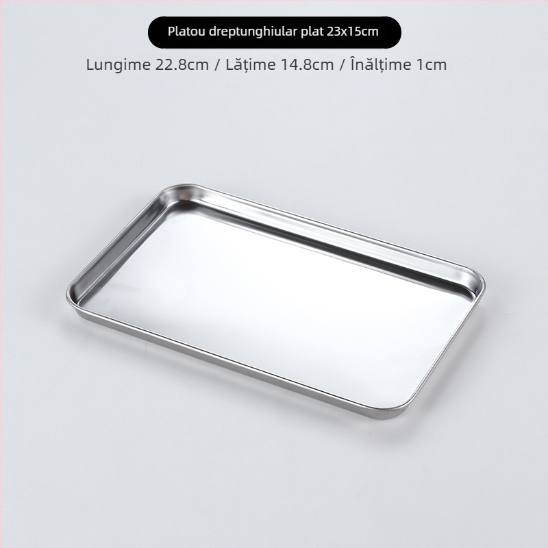 Farfurie din oțel inoxidabil în stil coreean, pătrată, compatibilă cu cuptorul cu microunde, design modern minimalist, calitate premium