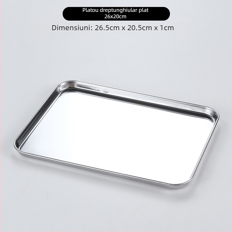 Farfurie din oțel inoxidabil în stil coreean, pătrată, compatibilă cu cuptorul cu microunde, design modern minimalist, calitate premium