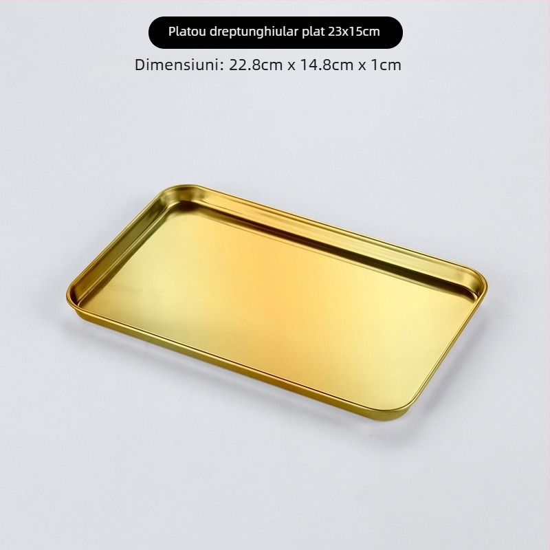 Farfurie din oțel inoxidabil în stil coreean, pătrată, compatibilă cu cuptorul cu microunde, design modern minimalist, calitate premium