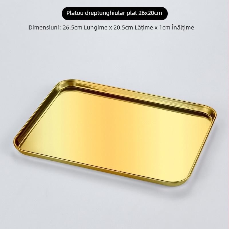 Farfurie din oțel inoxidabil în stil coreean, pătrată, compatibilă cu cuptorul cu microunde, design modern minimalist, calitate premium