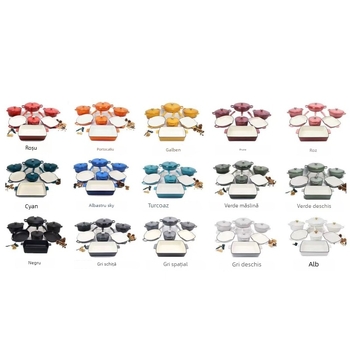 Set vase emailate din fontă, 7 piese, izolație termică, antiaderent, capac din fontă, model FP0102