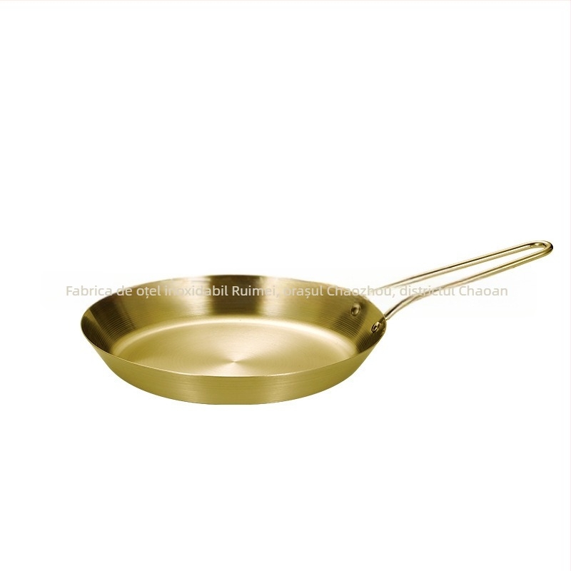 Tigaie din oțel inoxidabil 201, clasă alimentară, construcție cu trei straturi pentru distribuția uniformă a căldurii, mâner anti-arsură, potrivită pentru prăjirea fripturilor, ouălor și clătitelor