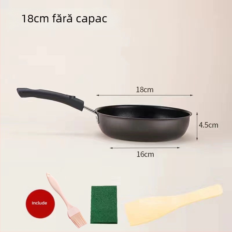 Tigaie de prăjit cu piatră Maifan, antiaderentă, capac de sticlă (Compatibil Inducție, Fund simplu, Plită generală)