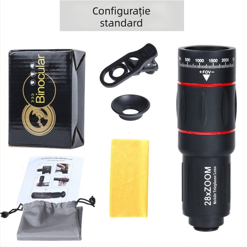 Lunetă monoculară pentru smartphone, 18× mărire, model Red Circle Long Style, fotografie externă pentru concerte