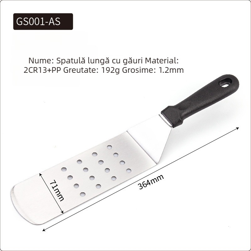 Set de spatule teppanyaki din oțel inoxidabil pentru grătar în aer liber — design modern minimalist, include spatule pentru steak și clătite, personalizabile