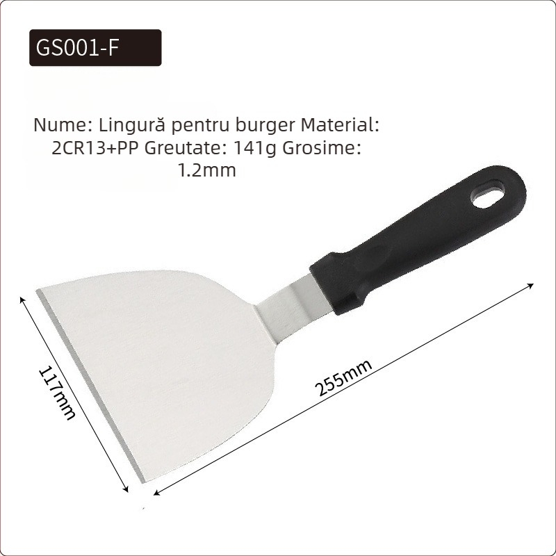 Set de spatule teppanyaki din oțel inoxidabil pentru grătar în aer liber — design modern minimalist, include spatule pentru steak și clătite, personalizabile