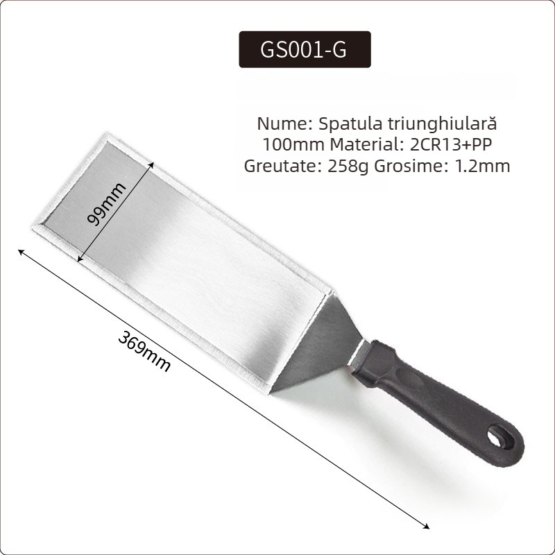 Set de spatule teppanyaki din oțel inoxidabil pentru grătar în aer liber — design modern minimalist, include spatule pentru steak și clătite, personalizabile