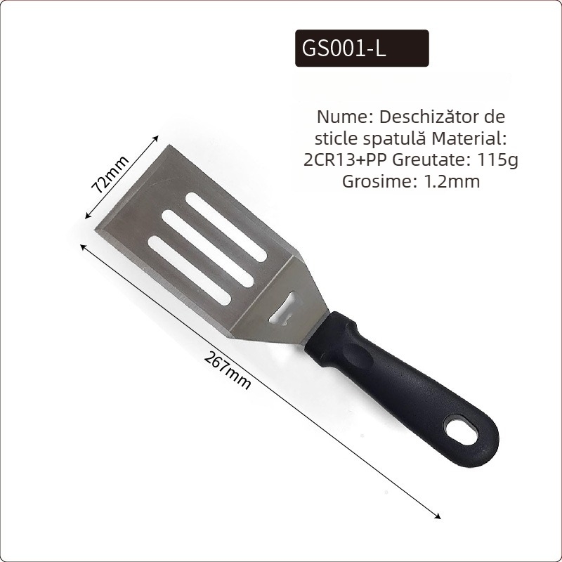 Set de spatule teppanyaki din oțel inoxidabil pentru grătar în aer liber — design modern minimalist, include spatule pentru steak și clătite, personalizabile