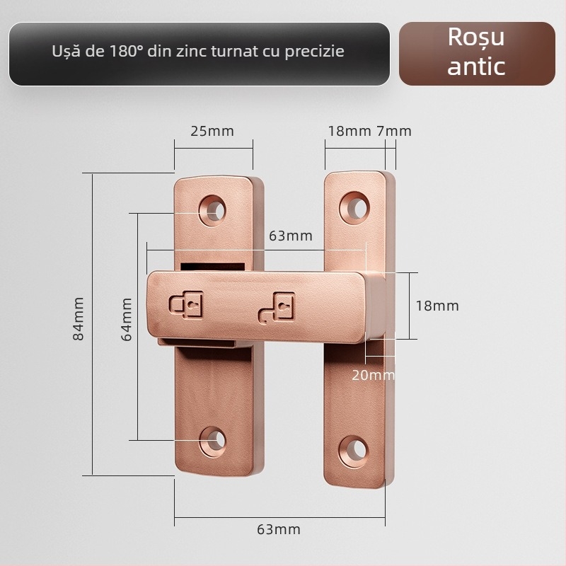 Zăvor pentru ușă Tip A, Model 83 Buckle, Aliaj de zinc, Finisaj nisipos, Montaj pe suprafață, Interior