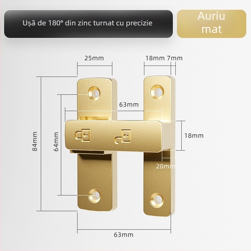 Zăvor pentru ușă Tip A, Model 83 Buckle, Aliaj de zinc, Finisaj nisipos, Montaj pe suprafață, Interior