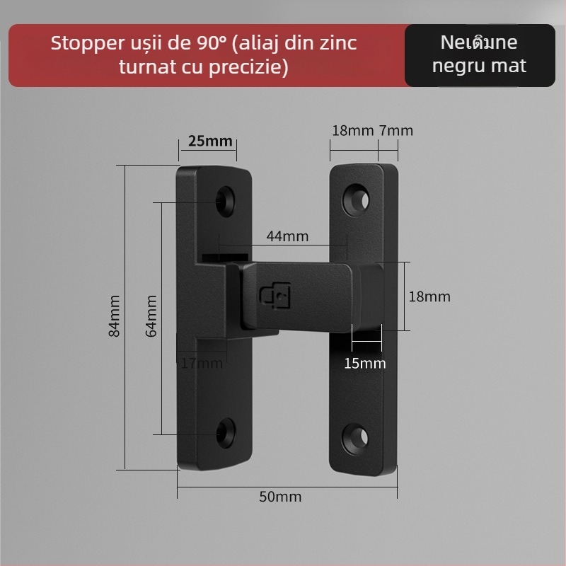 Zăvor pentru ușă Tip A, Model 83 Buckle, Aliaj de zinc, Finisaj nisipos, Montaj pe suprafață, Interior