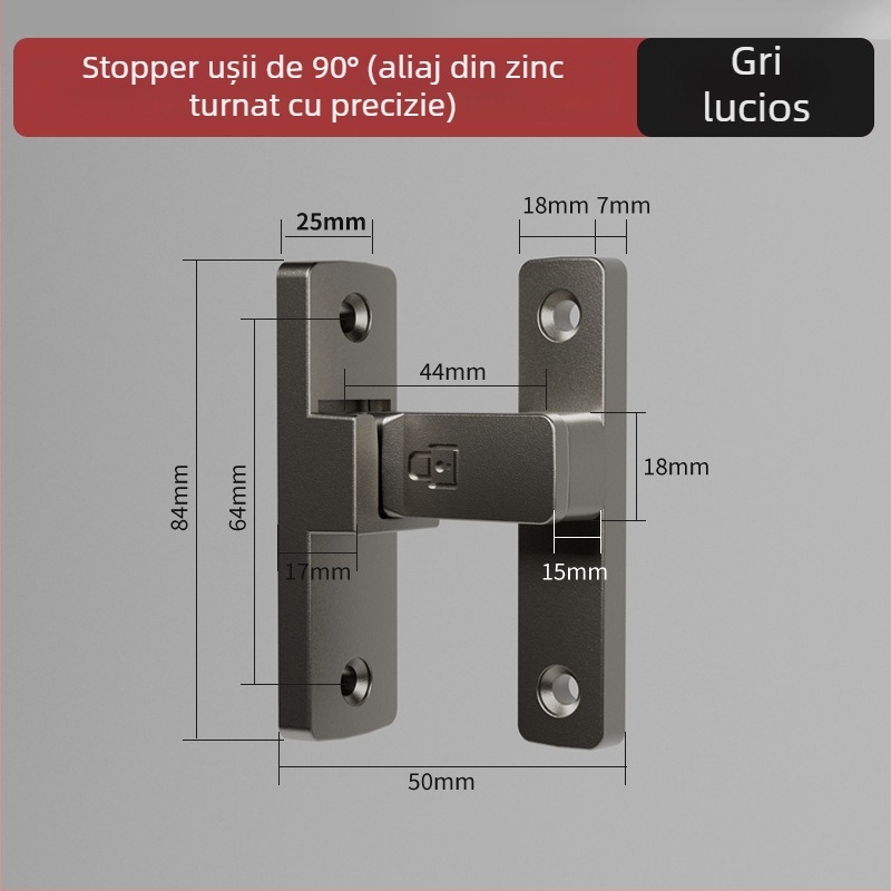 Zăvor pentru ușă Tip A, Model 83 Buckle, Aliaj de zinc, Finisaj nisipos, Montaj pe suprafață, Interior