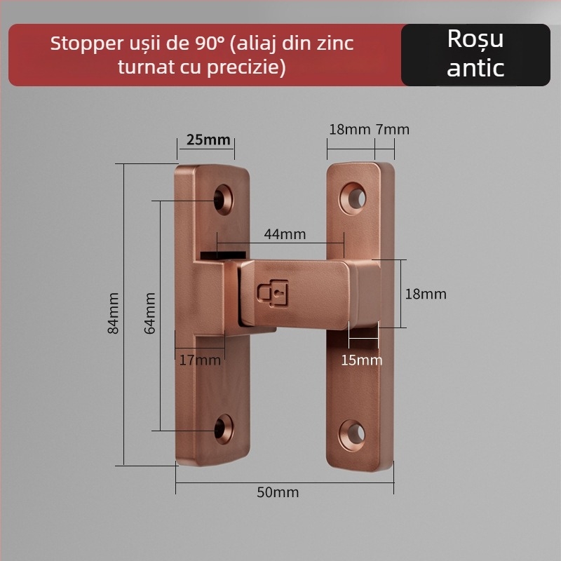 Zăvor pentru ușă Tip A, Model 83 Buckle, Aliaj de zinc, Finisaj nisipos, Montaj pe suprafață, Interior