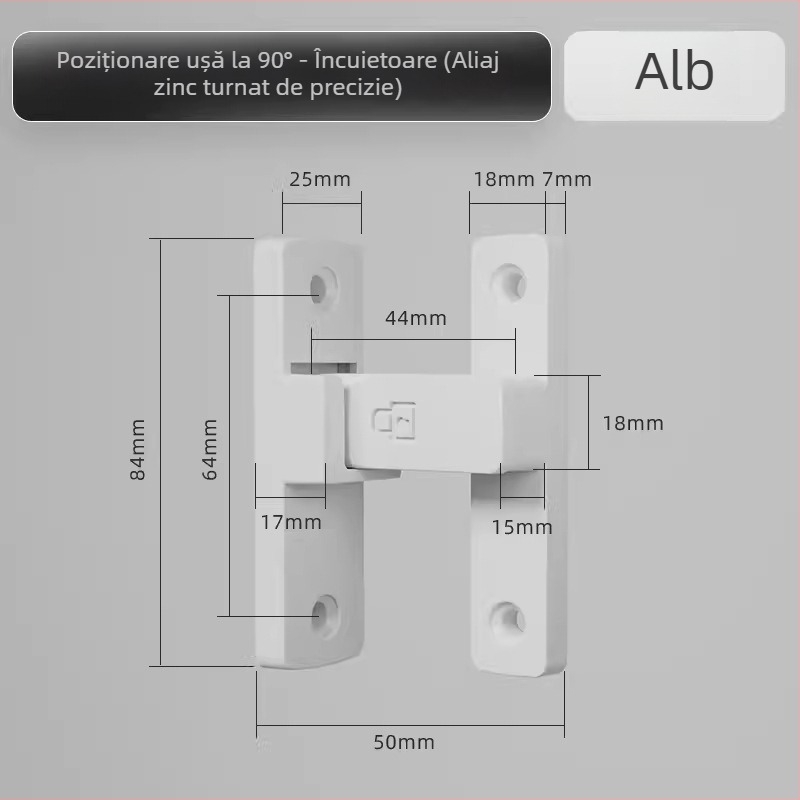 Zăvor pentru ușă Tip A, Model 83 Buckle, Aliaj de zinc, Finisaj nisipos, Montaj pe suprafață, Interior