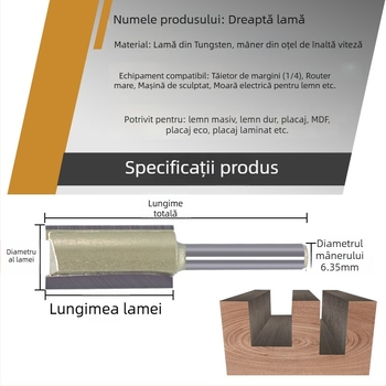 Freză de canelare pentru prelucrarea lemnului, cu muchii simple și duble, compatibilă CNC/gravare, pentru lemn, MDF și plăci laminate
