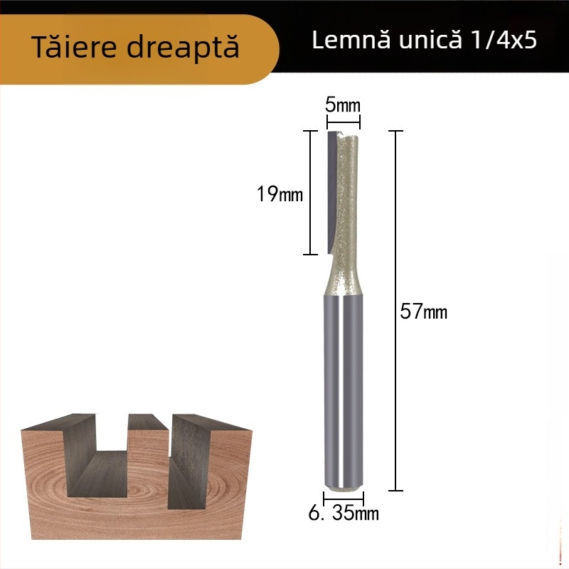 Freză de canelare pentru prelucrarea lemnului, cu muchii simple și duble, compatibilă CNC/gravare, pentru lemn, MDF și plăci laminate