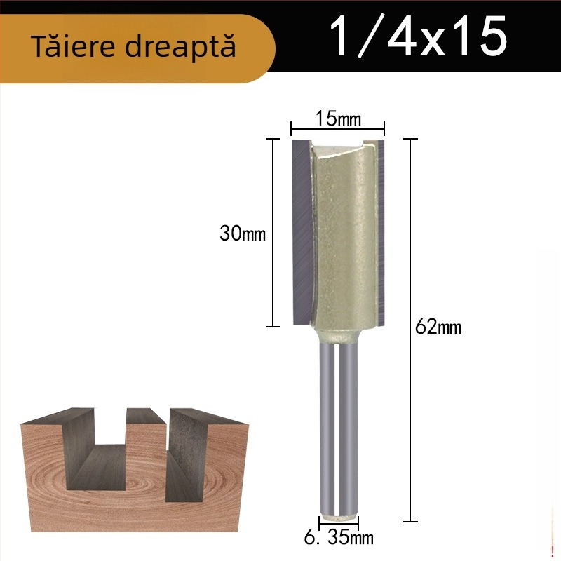 Freză de canelare pentru prelucrarea lemnului, cu muchii simple și duble, compatibilă CNC/gravare, pentru lemn, MDF și plăci laminate