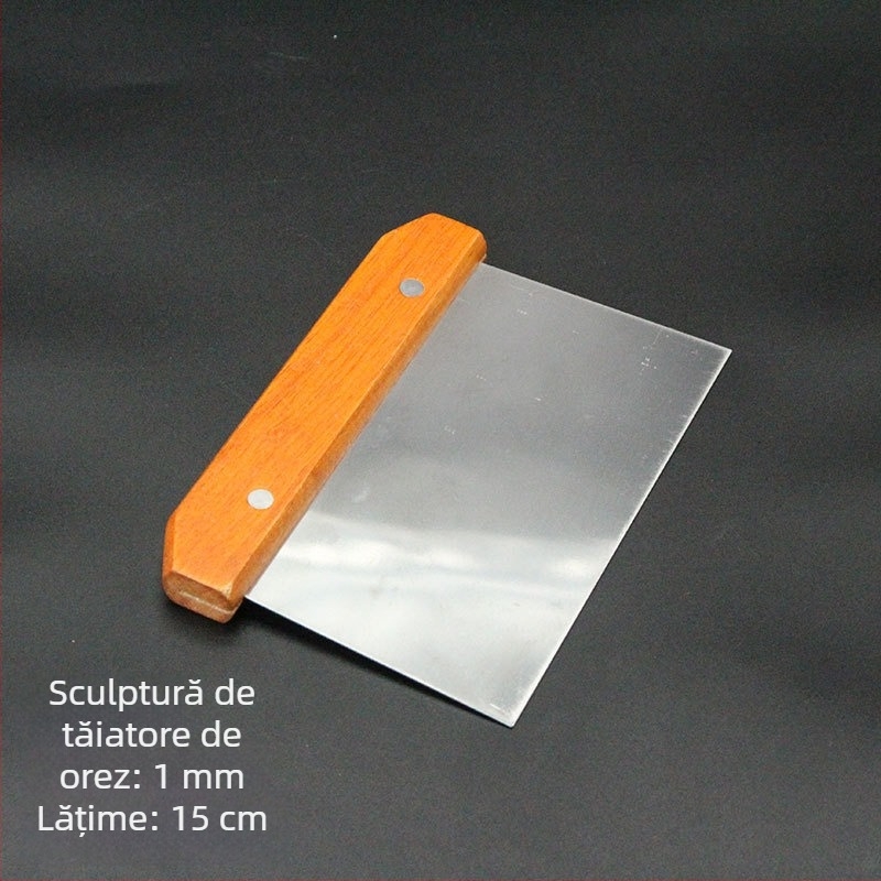 Set spatule teppanyaki cu mâner din lemn, din oțel inoxidabil – rezistență la temperaturi înalte, protecție împotriva arsurilor, include spatulă pentru steak și spatulă pentru grătar