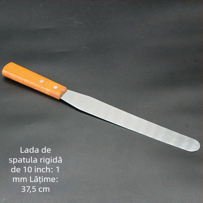 Set spatule teppanyaki cu mâner din lemn, din oțel inoxidabil – rezistență la temperaturi înalte, protecție împotriva arsurilor, include spatulă pentru steak și spatulă pentru grătar